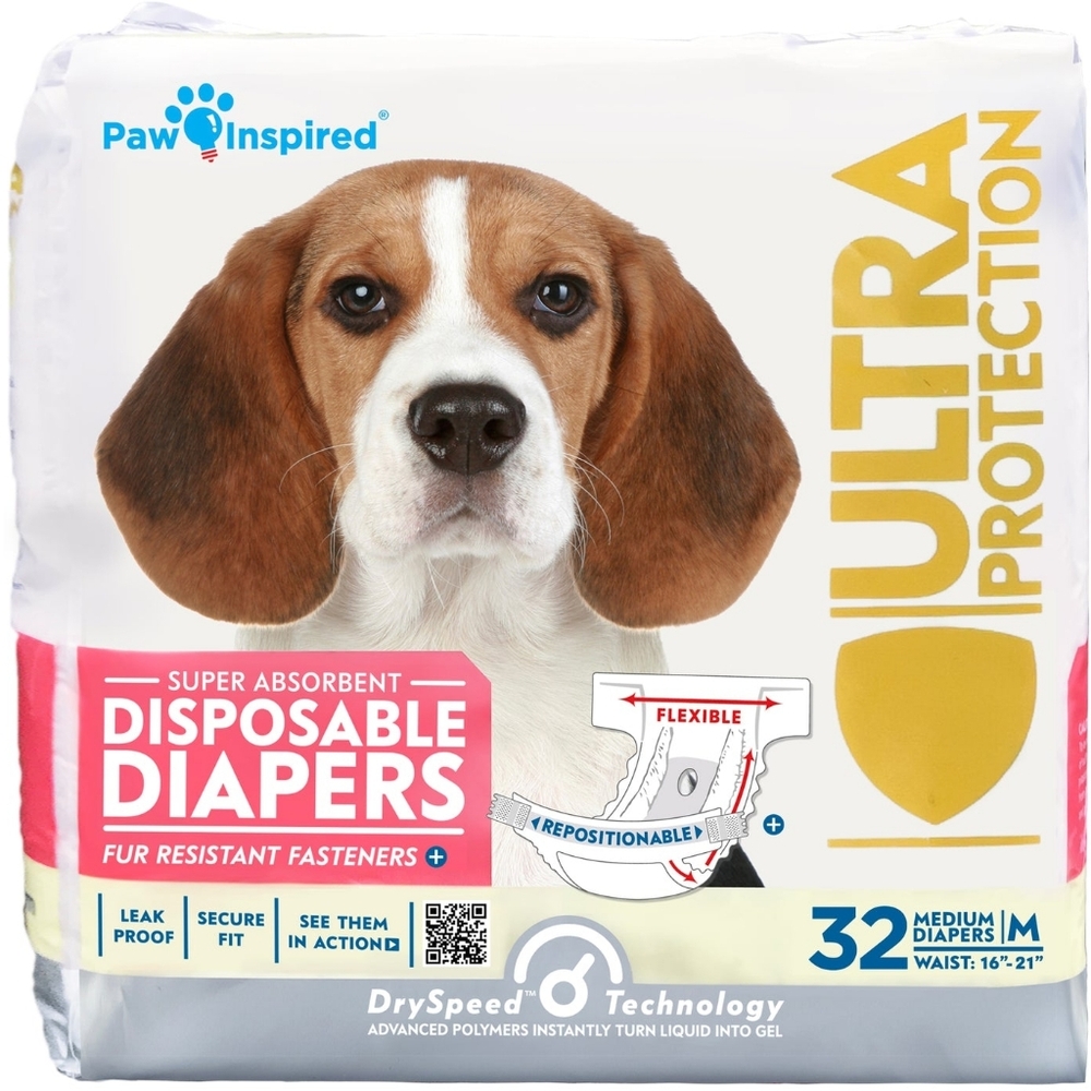 Paw Inspired 32ct Ultra Protection Disposable Dog Diapers Medium New Sealed Pack